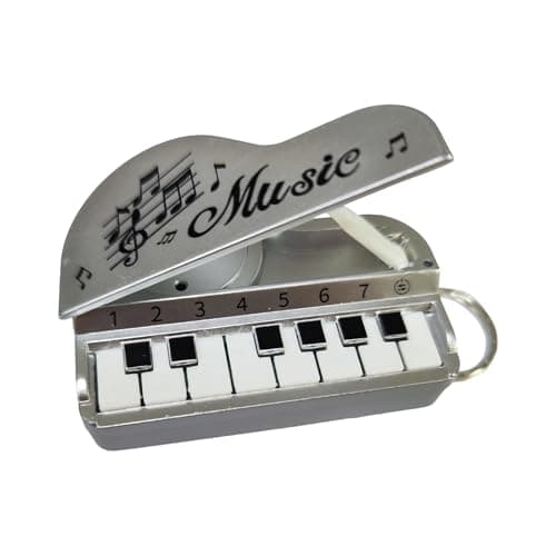 Electronic Keyboard Keychain Interactive Sound Toy, Silver