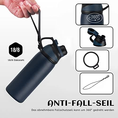 FJbottle Stainless Steel Sports Water Bottle with Magnetic Lid 1 L, 800 ml, 600 ml,Suitable for Carbonated Drinks Bicycle Water Bottle Thermal for School, Fitness — view 3