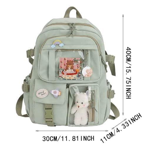 Backpack Laptop Work Bag for Women Men and Students, Cream Commuter Rucksack with organised Front Pockets, Front Zip Pocket, Cute Toddlers Supplies Accessories Style for outings (One Size) — view 3