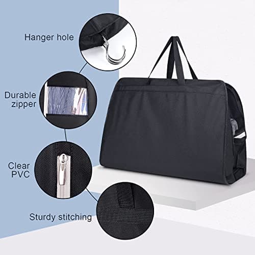MISSLO 43" Gusseted Garment Bag Cover Breathable Suit Bag for Men Women Travel Hanging Dress Clothes Carrier with Two Mesh Storage Pockets, Black — view 6