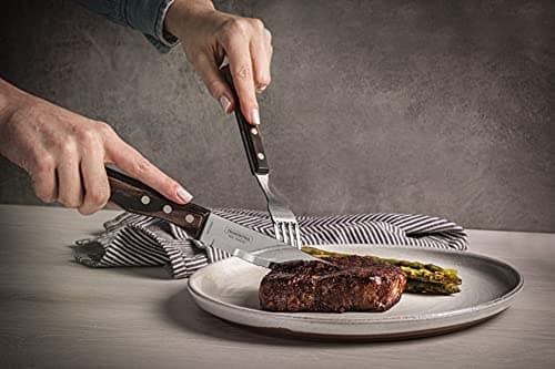 Tramontina 5” Jumbo Steak Knives, Sharp Knife with Wooden Handle, ‎Camping, Kitchen, Rustic, Dishwasher Safe (4 Pcs Cutlery Set) — view 6