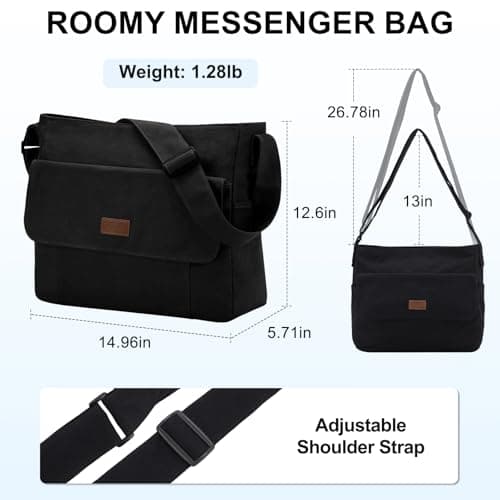Chase Chic Canvas Messenger Bag, Large Crossbody Satchel Bags for Women Men — view 3