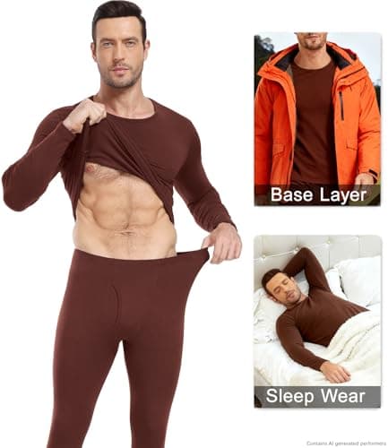 wirarpa Men's Thermal Underwear Set Cotton Long Johns Base Layer 2XL — view 4
