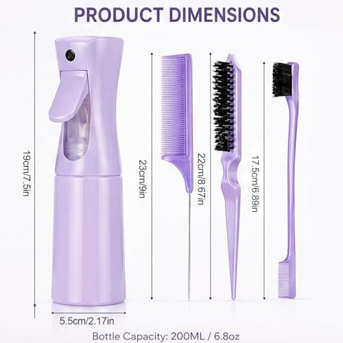 Gubilacrum 6-Piece 200ml Continuous Mist Spray Bottle Set for Styling and Hydration, Pink, Purple, Green, Water Spray Bottle for Hair, Refillable Hair Spray Bottle for Salon and Home Use — view 2