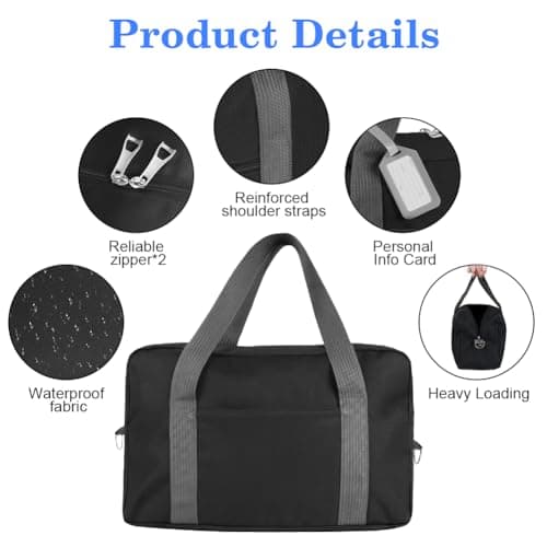 Flintronic for Ryanair Airlines Cabin Bag 40x20x25, Underseat Small Cabin Bag with Shoulder Strap, Foldable Travel Duffel Bag, Water-Resistant Hand Luggage for Women Men, with Luggage Tags, 20L — view 3