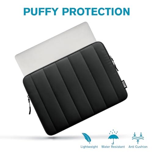 TECOOL Puffy 13-13.3 Inch Laptop Sleeve Macbook Case, Black — view 3