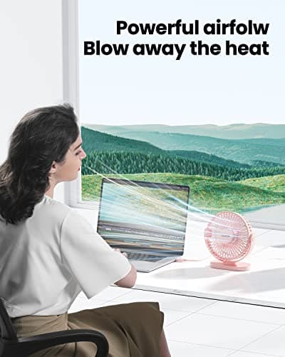 gaiatop USB Desk Fan, 5.5 Inch Quiet 3 Speeds Small Portable Fan Pink — view 2