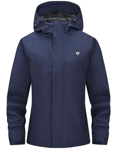 Huayuzh Womens Waterproof Jacket Rain Coats Lightweight Navy Blue M