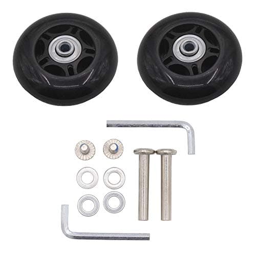 Leen4You Luggage Suitcase Replacement Wheels with Screws Axles Repair Tool for Luggage Suitcase Trolley,Skate Replacement Wheels Black (Pack of 2) (70mm x 24mm x 6mm) — view 2