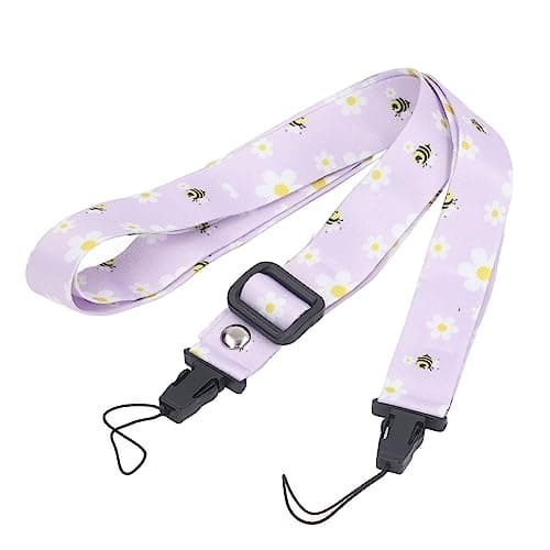 Camera Strap, 1.2m Camera Strap Belt, Printed Pattern Multifunctional Shoulder Neck Strap for Mini 12 11 8 9 Camera (Purple Daisy)
