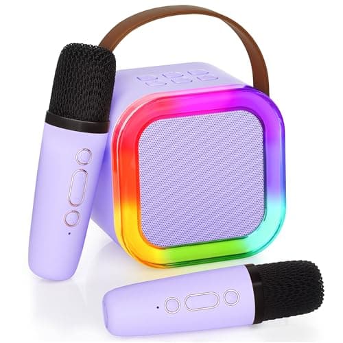 Karaoke Machine for Kids Adults, Karaoke Toys Gifts for Girls Boys, Portable Bluetooth Speaker with Wireless Microphone, Birthday Gifts for Girls Boys Ages 4, 5, 6, 7, 8, 9, 10, 12+ Years Old(Purple)