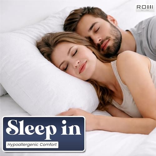 Rohi Everyday Comfort Pillows 6 Pack | Neck Support Hypoallergenic Pillow | Breathable Medium Firm Pillows for Back, Front & Side Sleepers | UK Made 45 × 66 cm — view 4