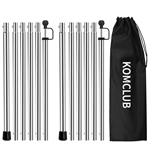 KOMCLUB Adjustable Tarp Poles 94.5" Camping Poles Stainless Steel Lightweight Tent Pole for Camping Hiking Outdoor Sport Activities…