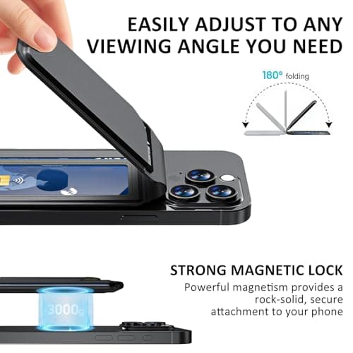 Magnetic Card Holder for iPhone with Magsafe, 3 Card Holder with Adjustable Stand, Strong Magnet and RFID Blocking, Secure Cashless Travel and Daily Use, Compatible with iPhone 16 15 14 13 12 Series — view 5