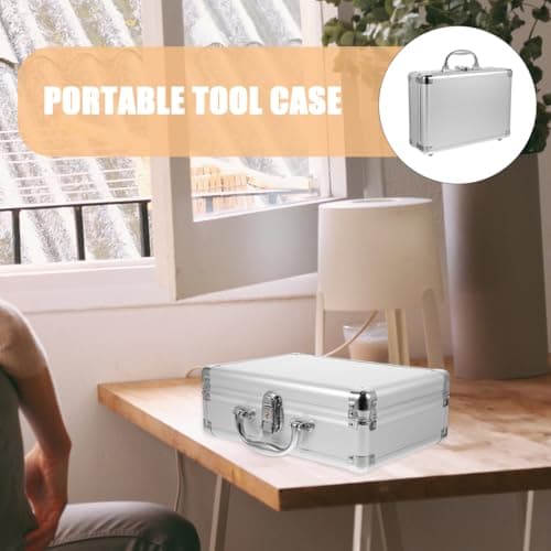 Veemoon Aluminium Flight Case Tool Box, Lockable Silver Briefcase for Measurement Instruments and Cameras, Portable Hard Metal Carrying Case with Handle, Professional Storage Box 29 x 20.5 x 10.5 cm — view 3