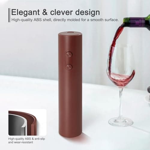 ELMWAY VinoLux Series Electric Wine Opener – Battery Operated Corkscrew with Easy Two-Button Operation & Foil Cutter, Portable Design for Home Use or Parties (Red) — view 4