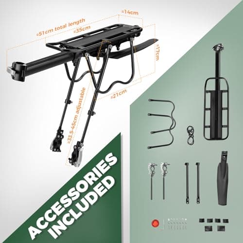 ROCKBROS Rear Bike Rack with Mudguard, Full Quick Release Pannier Rack — view 5