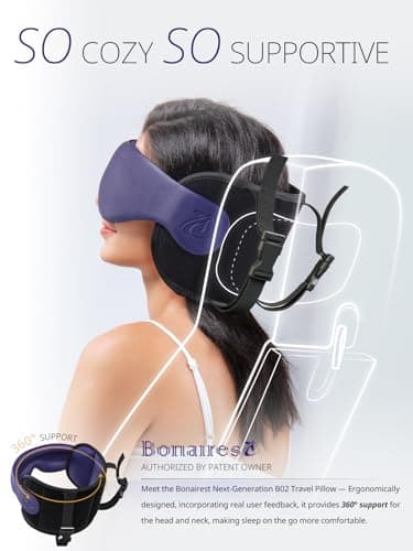 Bonairest Travel Pillow, Airplane Head Strap with 3D Eye Mask for Sleeping — view 2
