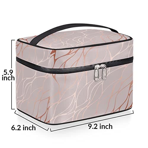 Makeup Bag Rose Gold Marble Travel Cosmetic Bags Vanity Case Portable Cosmetics Make Up Bag Zipper Pouch Case Organizer Waterproof Cosmetic Bags for Women Girls — view 2