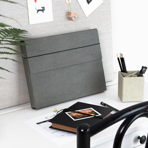 Bigso Box of Sweden A4 Folder with Elastic Strap - Fibreboard and Paper File Folder - Spacious Folder Organiser for Documents, Files, Letters etc. - Grey — view 5