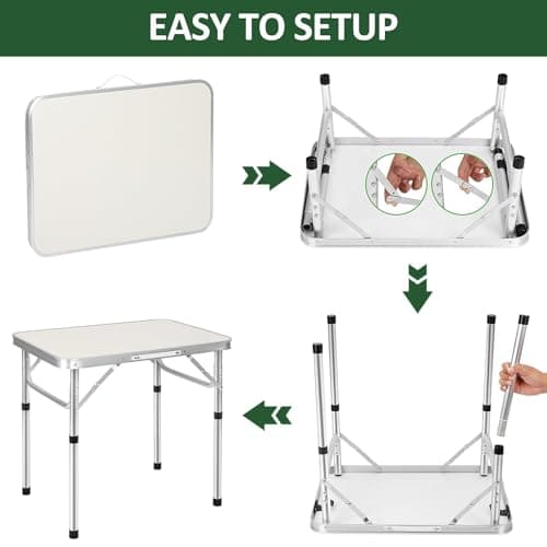 Youyijia 2FT Camping Table Folding Picnic Table Adjustable Height Multipurpose Party Dining small camping Table Lightweight with Carry Handle for Catering Buffet and Garden — view 4