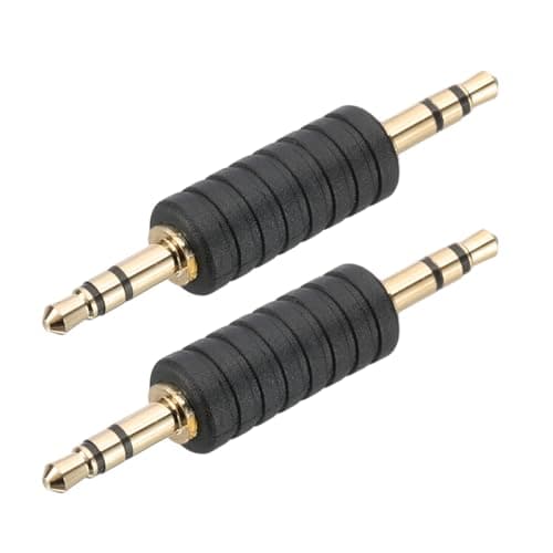 PATIKIL 3.5mm (1/8 Inch) Male to Male Audio Adapter, 2Pcs, Black/Gold
