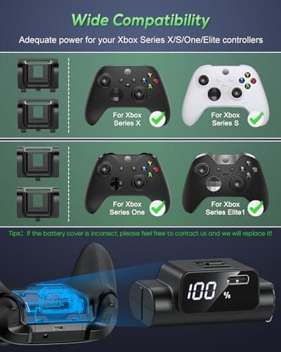 YUANHOT Rechargeable Battery Pack for Xbox Series X/S/One/Elite,LED Display — view 4