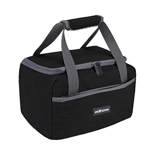 edihome, Insulated Lunch Bag, Cool Bag, 8l, for School, Travel, Picnic or Work, Kids and Adults, Portable, with Handles, Available in Blue, Grey and Brown (Black)