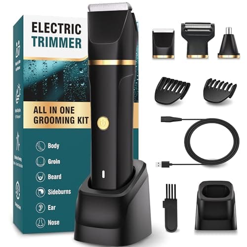 Body Trimmer Men 3 in 1, Pubic & Ball Trimmer Man IPX7 Waterproof, Rechargeable Body Shavers for Men with 2 Combs, Painless Nose Hairs Trimmer for Man,Wet & Dry