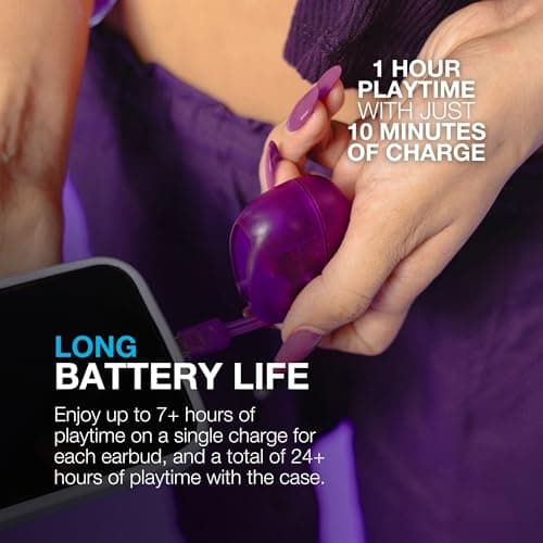 JLab Go Air Pop ANC Earbuds with Mic - Bluetooth, Purple — view 3