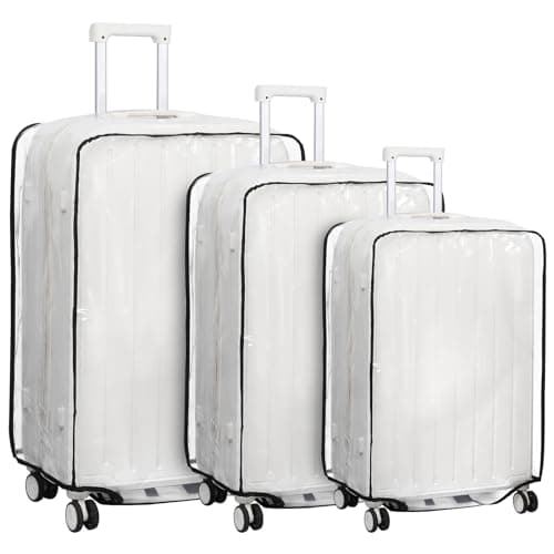 oneant 3Pcs Suitcase Cover Protectors PVC Luggage Cover for Suitcases 20/24/28 Inch Transparent Clear Suitcase Cover for Wheeled Trolley Case Home Travel Case Accessories (Clear)