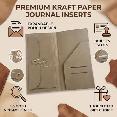 ASHATA Travel Kraft File Folder, Vintage Slim Organizer — view 4