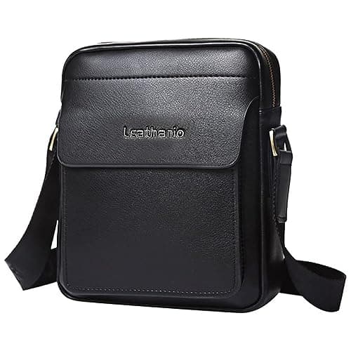 Leathario Shoulder Bag Mens, Vegan Leather Man Bags for Men, Small Messenger Bag, Cross Body Bag for Work, Travel, Daily Use