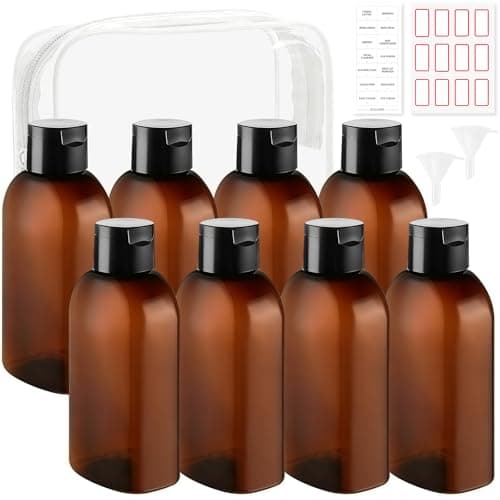 Bohoray 8pcs 100ml Travel Bottles for Toiletries - Leak Proof TSA Approved Travel Containers with Dual Funnel, Labels & Bag - Ideal for Cruises, Carry-on, Cosmetic Liquids & Skincare (8 Pack)