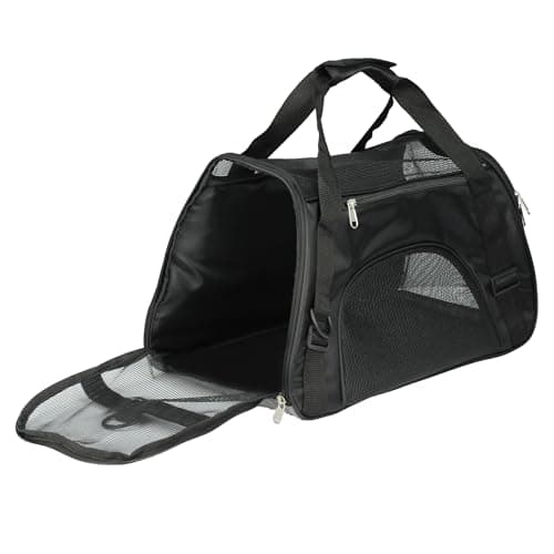 Soft-Sided Cat Carrier Bag, Portable Foldable Pet Travel Carriers for Dogs For Cats and Dog up to 3kg/7lbs With Shoulder Strap Airline Approved (Black) — view 2