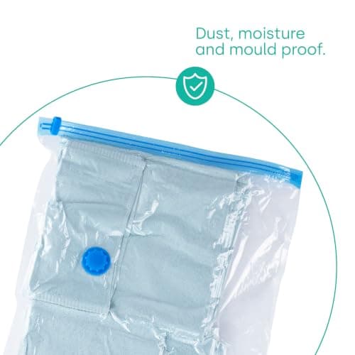 LIVIVO 8 Pack Vacuum Storage Bags - Medium Vacuum Bags for Travel Storage - Vacuum Pack Bags for Clothes, Storage, Travel, Bedding, Duvets & Pillows – Airtight, Waterproof Compression Pouches (Blue) — view 6