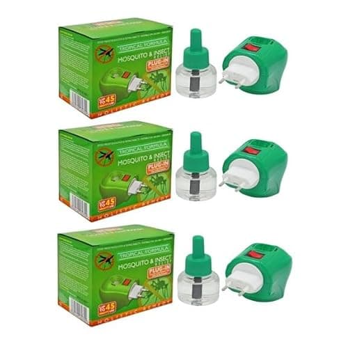 Plug‑in Mosquito Repellent & Insect Killer (3 Pack) for Home & Travel – Up to 45 Nights Protection per Refill – Includes Plug‑in Units & Refill Bottles – Exclusive AG Total Health Bundle