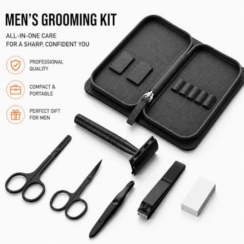 ESSBES Safety Razor for Men, Matte Black with 10 Double Edge Blades — view 2