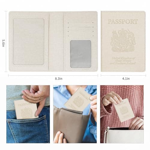 Cinocratic RFID Blocking Passport Holder Cover & Travel Wallet - PU Leather Organiser for Credit Cards, Boarding Pass and ID Cards | Travel Accessories for Men&Women (White) — view 6