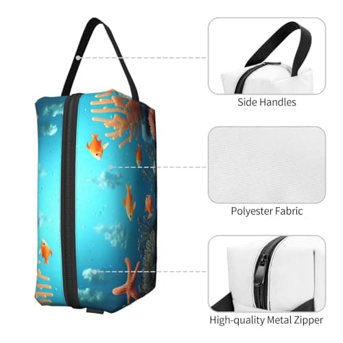 GaJher Large Travel Cosmetic Bag â€“ Reusable Coral Fish underwater Print Toiletry Dopp Kit, Portable Organizer for Makeup, Daily Essentials, White, One Size — view 3