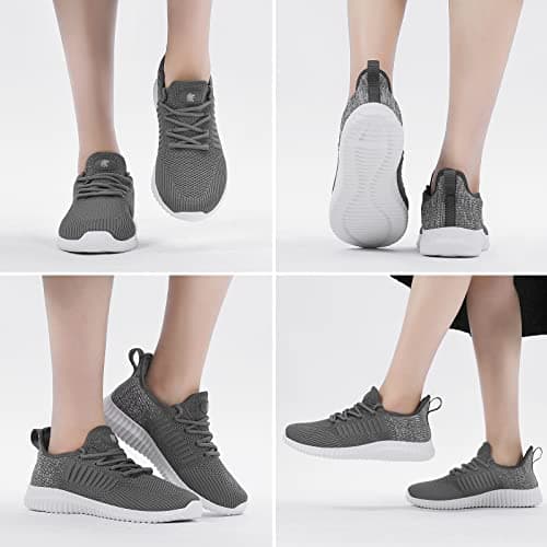 SK·TRIP Women's Walking Shoes Lightweight Breathable Flying Woven Mesh Upper Casual Jogging Shoes Ladies Tennis Shoes Workout Footwear Gym Sneakers for Women, Grey Mixed, 6 UK — view 2