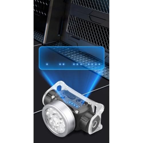Hoppipola LED Headlamp with Gesture Control, 90° Swivel, Zoomable, 6 Modes, Waterproof, 500 m Range, USB-C Rechargeable, Aluminium Alloy, Black — view 6