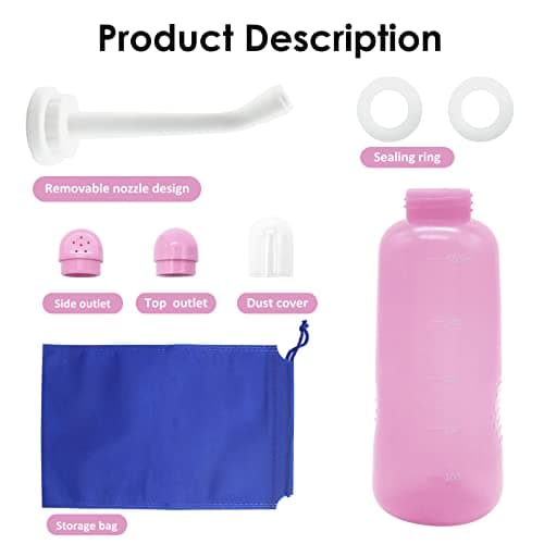 Peri Bottle Postpartum, RUFCRIL 500ml Perineal Wash Bottle, Portable Bidet with Carry Bag, Boilable TPE & 2 Leak-Proof Sealing Rings, Postpartum Essentials, Hospital Bag, Pink — view 3