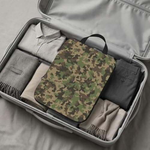Green camo Print 4 Set Compression Packing Cubes for Suitcases,Expandable Storage Bags Organizers — view 6