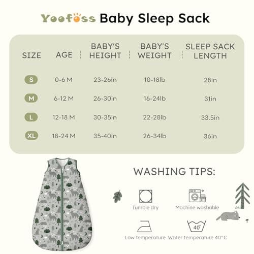 Yoofoss Baby Sleeping Bag 1.5 Tog - 0-6 Months Winter Sleeping Bag Baby 100% Organic Cotton Sleep Sack for Newbron Infant Toddler Warm Soft Fox — view 6