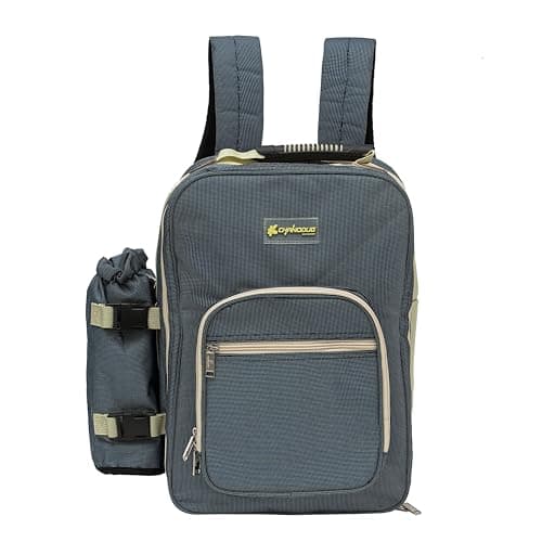 CMY 4 Person Picnic Backpack with Insulated Cooler Compartment — view 4