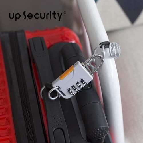 UP Security 4 Digit Combination Padlock with Retractable Cable (36in), Ski Lock, Combo Cable Lock for Snowboard, Travel Luggage, Suitcase, Bike, Gym Locker, Cabinet, Fridge, Refrigerator Door (Gray) — view 6