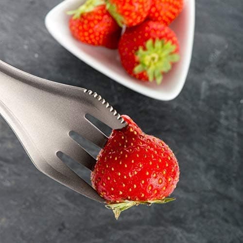 Vdealen Stainless Steel Spork's Extremely Strong Set, Fork & Knife Combo Utensil for Camping, 3-Pack, Curve with Serrated Edge On Fork — view 5