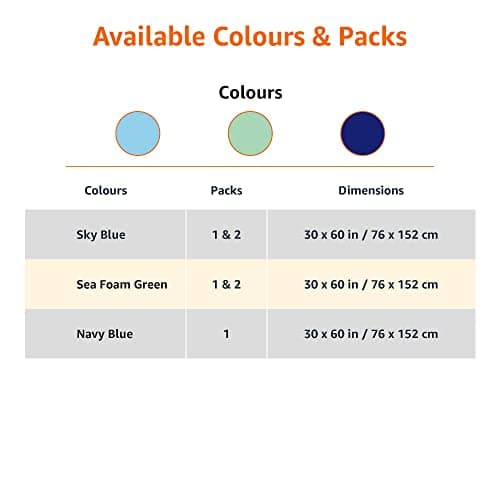 Amazon Basics Striped Beach Towels, Soft & Absorbent Pool Towel, 100% Ring-Spun Cotton, Machine Washable, Quick Dry, OEKO-TEX Certified, Large 30" x 60", Sky Blue Cabana Stripe, 2-Pack — view 5