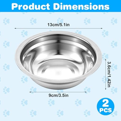 Matwsec 2PCS 13cm Stainless Steel Dog Bowls Small Dog Food Bowl — view 2
